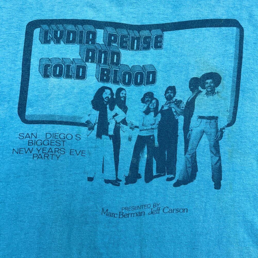 Vintage Lydia Pense and Cold Blood Shirt 1975 Concert Large Blue USA San Diego